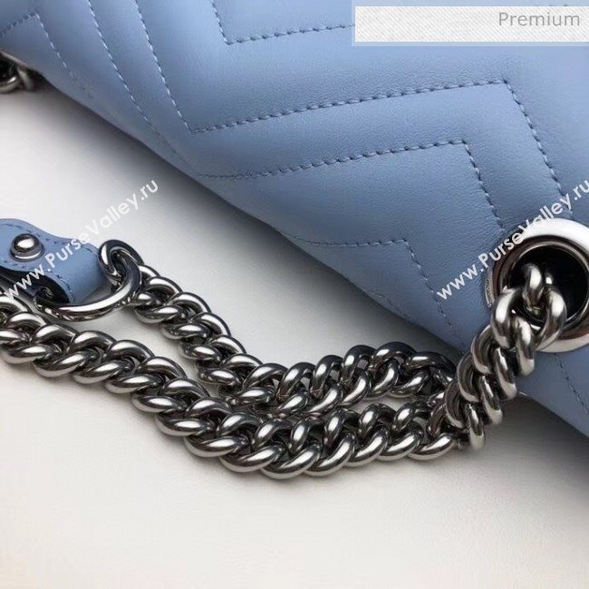Gucci GG Marmont Matelassé Small Shoulder Bag 443497 Pastel Blue 2020 (DLH-20051108)