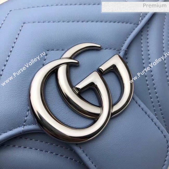 Gucci GG Marmont Matelassé Small Shoulder Bag 443497 Pastel Blue 2020 (DLH-20051108)