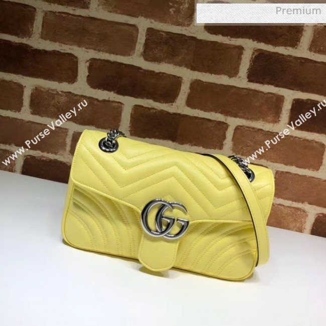 Gucci GG Marmont Matelassé Small Shoulder Bag 443497 Pastel Yellow 2020 (DLH-20051109)