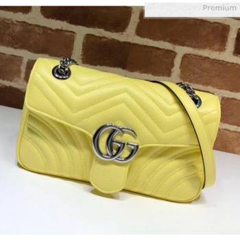 Gucci GG Marmont Matelassé Small Shoulder Bag 443497 Pastel Yellow 2020 (DLH-20051109)