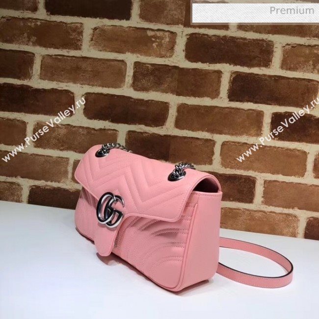 Gucci GG Marmont Matelassé Small Shoulder Bag 443497 Pastel Pink 2020 (DLH-20051110)