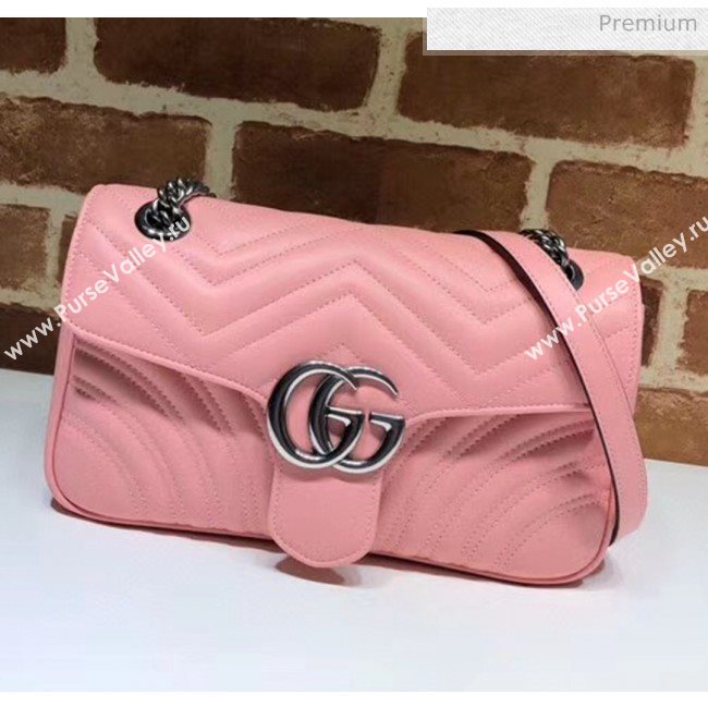 Gucci GG Marmont Matelassé Small Shoulder Bag 443497 Pastel Pink 2020 (DLH-20051110)