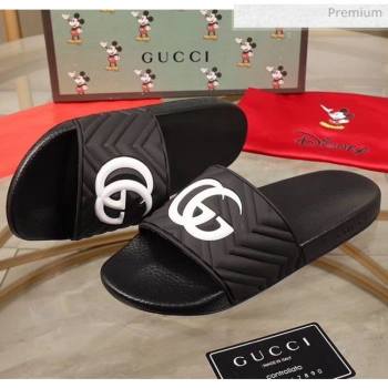 Gucci GG Rubber Slide Sandal Black/White 2020(For Women and Men) (MD-20050905)