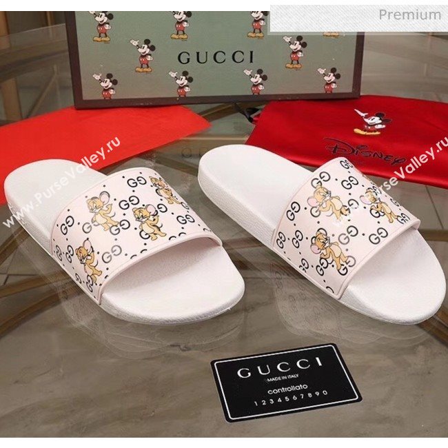 Gucci Mice Print Rubber Slide Sandal White 2020(For Women and Men) (MD-20050912)