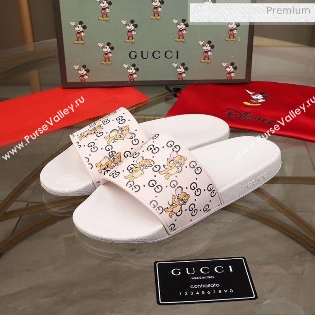 Gucci Mice Print Rubber Slide Sandal White 2020(For Women and Men) (MD-20050912)