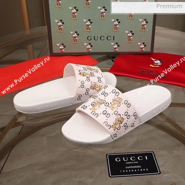Gucci Mice Print Rubber Slide Sandal White 2020(For Women and Men) (MD-20050912)