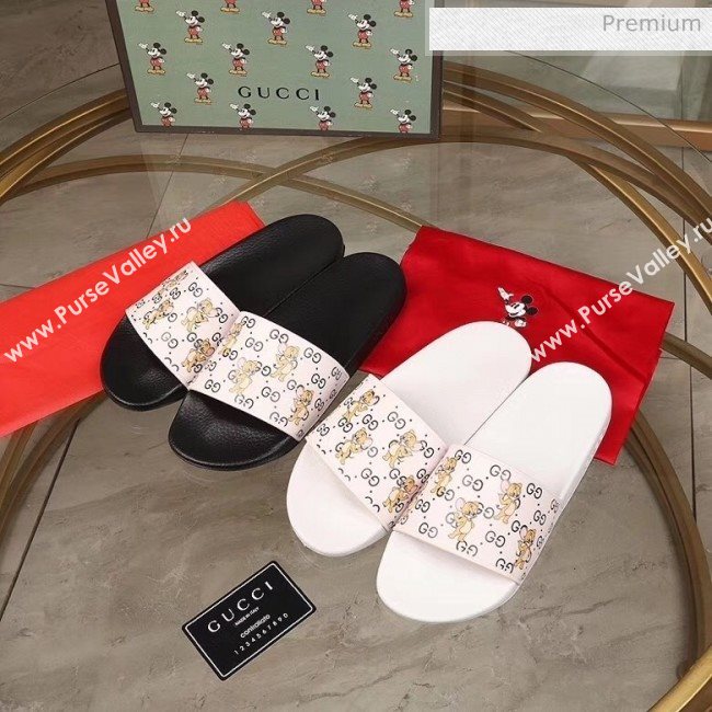 Gucci Mice Print Rubber Slide Sandal White/Black 2020(For Women and Men) (MD-20050913)