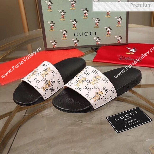 Gucci Mice Print Rubber Slide Sandal White/Black 2020(For Women and Men) (MD-20050913)