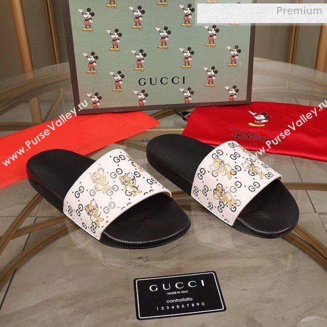 Gucci Mice Print Rubber Slide Sandal White/Black 2020(For Women and Men) (MD-20050913)