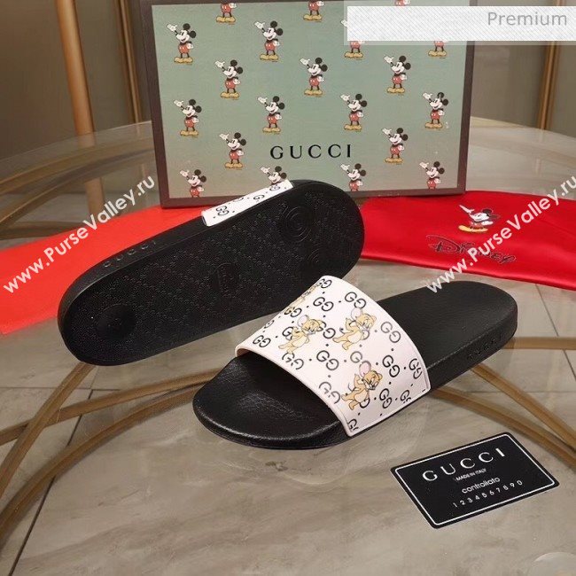 Gucci Mice Print Rubber Slide Sandal White/Black 2020(For Women and Men) (MD-20050913)