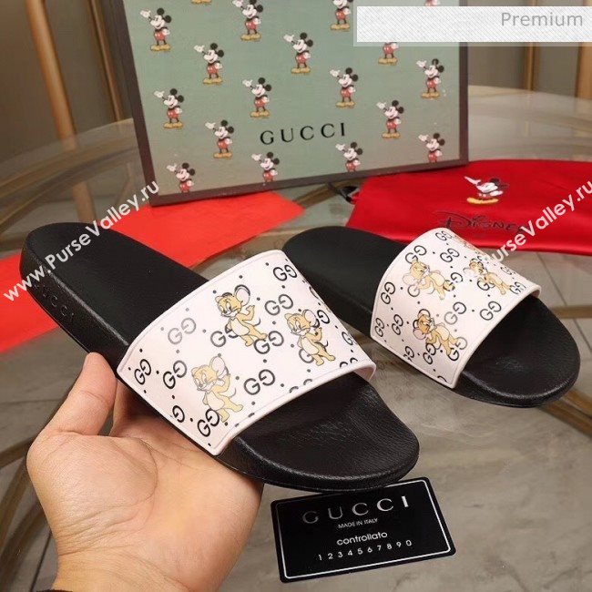 Gucci Mice Print Rubber Slide Sandal White/Black 2020(For Women and Men) (MD-20050913)