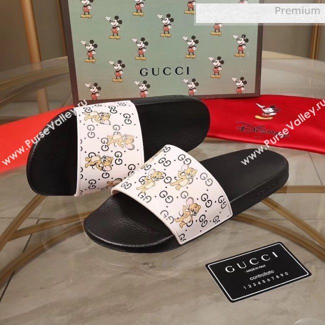 Gucci Mice Print Rubber Slide Sandal White/Black 2020(For Women and Men) (MD-20050913)
