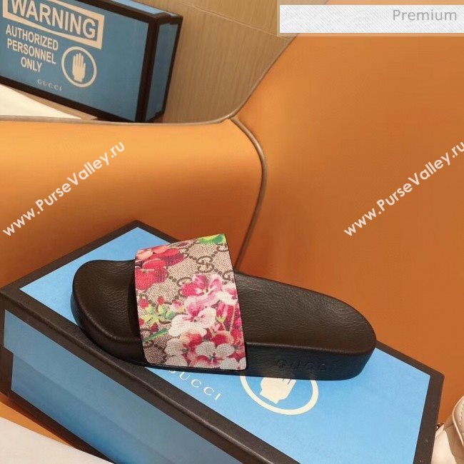 Gucci GG Supreme Flower Print Slide Sandal Brown/Red 2020 (For Women and Men) (SY-20050921)
