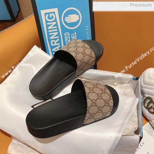 Gucci GG Canvas Slide Sandal Brown 01 2020(For Women and Men) (SY-20050925)