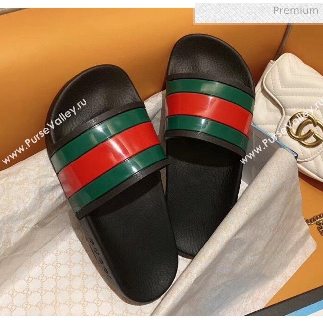 Gucci Web Rubber Slide Sandal Black 2020( For Women and Men) (SY-20050928)