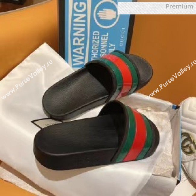 Gucci Web Rubber Slide Sandal Black 2020( For Women and Men) (SY-20050928)