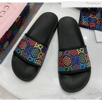 Gucci GG Psychedelic Supreme Canvas Slide Sandal Black 2020(For Women and Men) (SY-20050929)