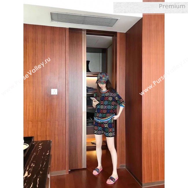 Gucci GG Psychedelic Supreme Canvas Slide Sandal Pink 2020(For Women and Men) (SY-20050930)