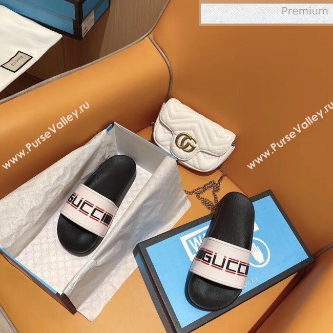 Gucci Stripe Rubber Slide Sandal 524984 Black/White 2020(For Women and Men) (SY-20050931)