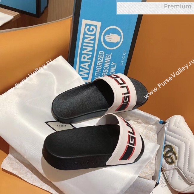 Gucci Stripe Rubber Slide Sandal 524984 Black/White 2020(For Women and Men) (SY-20050931)