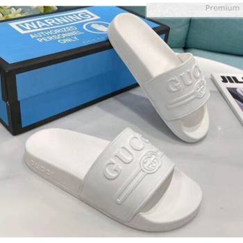 Gucci Logo Rubber Slide Sandal 522887 White 2020(For Women and Men) (SY-20050933)