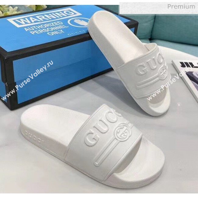 Gucci Logo Rubber Slide Sandal 522887 White 2020(For Women and Men) (SY-20050933)