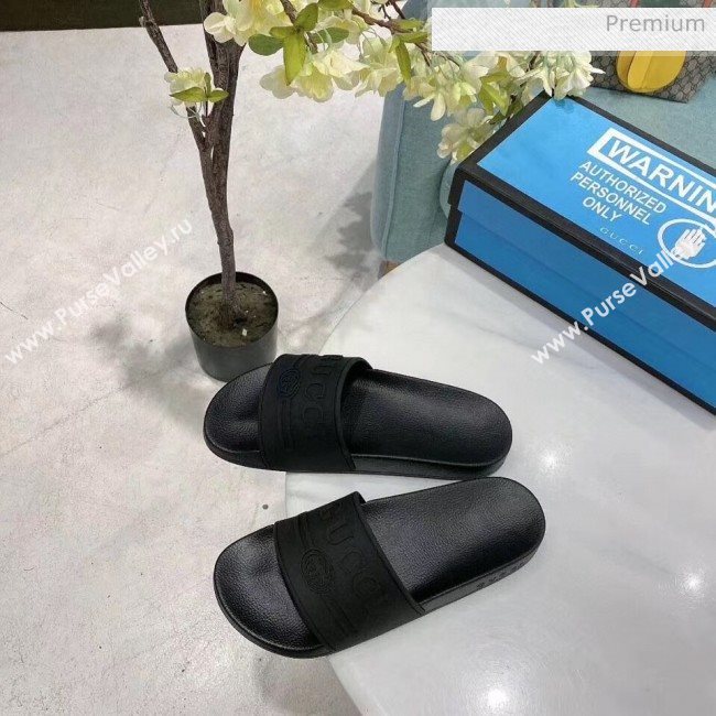 Gucci Logo Rubber Slide Sandal 522887 Black 2020(For Women and Men) (SY-20050936)
