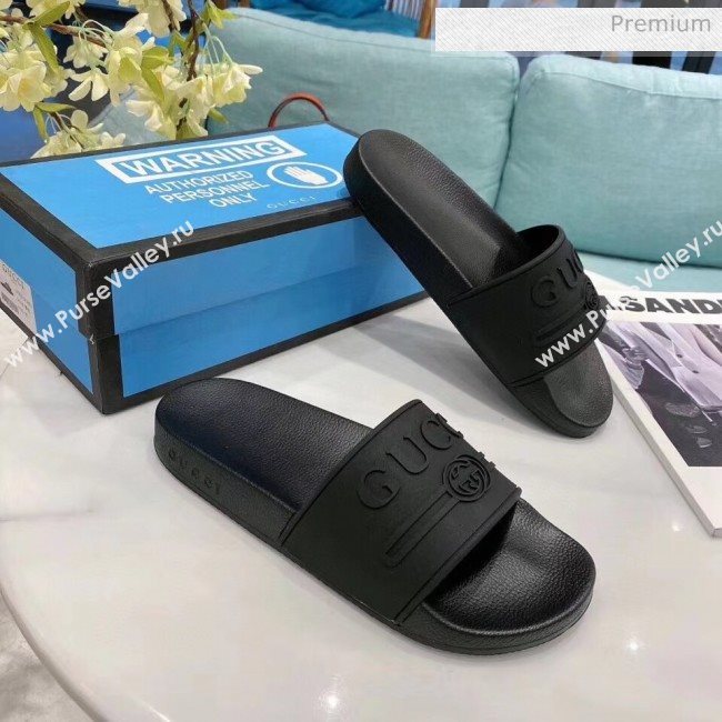 Gucci Logo Rubber Slide Sandal 522887 Black 2020(For Women and Men) (SY-20050936)