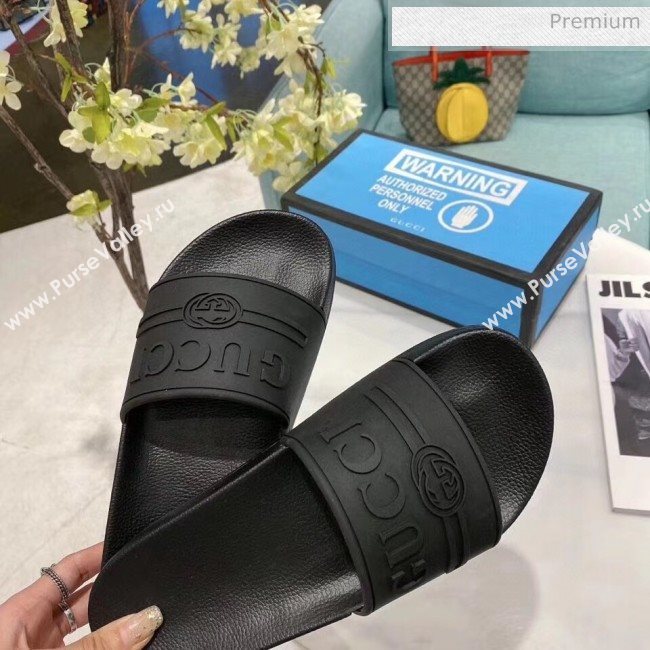 Gucci Logo Rubber Slide Sandal 522887 Black 2020(For Women and Men) (SY-20050936)