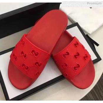 Gucci Rubber GG Slide Sandal 573922 Red 2020(For Women and Men) (ZM-20050941)