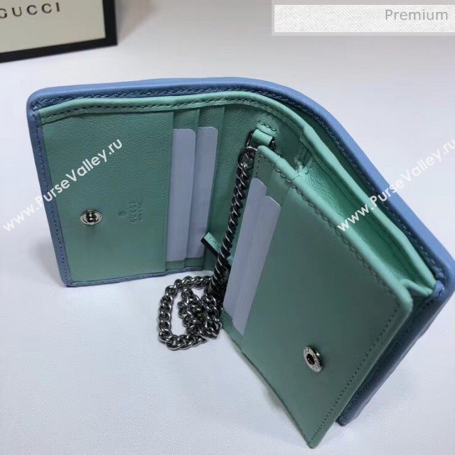 Gucci GG Marmont Matelassé Card Case Wallet With Chain 625693 Multicolor Pastel 2020 (DLH-20051116)