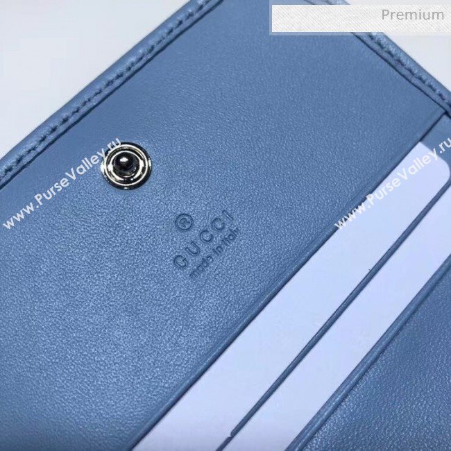 Gucci GG Marmont Matelassé Card Case Wallet With Chain 625693 Pastel Blue 2020 (DLH-20051117)