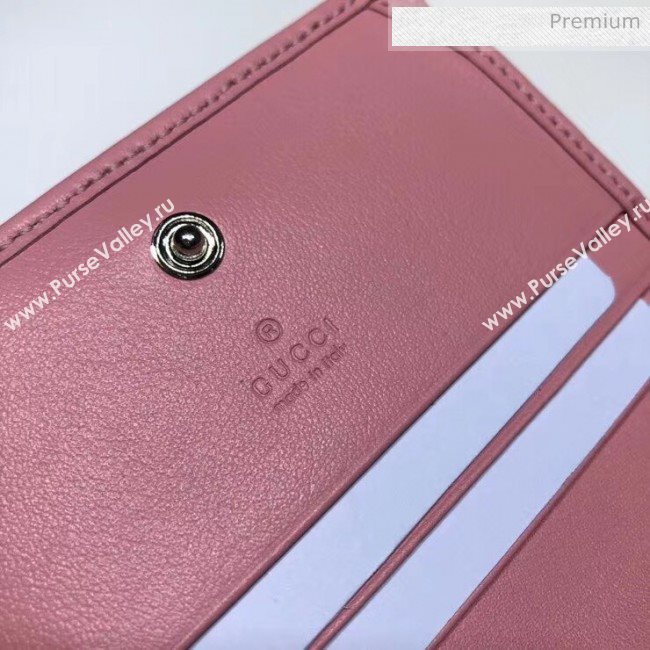 Gucci GG Marmont Matelassé Card Case Wallet With Chain 625693 Pastel Pink 2020 (DLH-20051118)