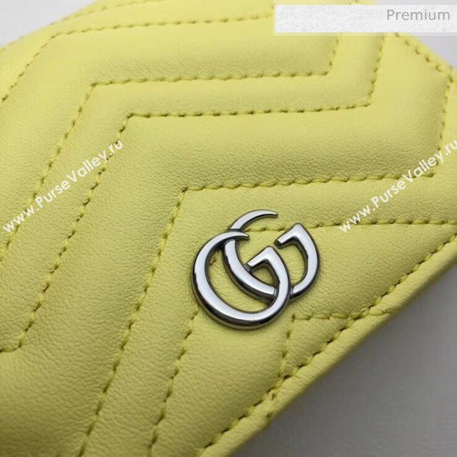 Gucci GG Marmont Matelassé Card Case Wallet With Chain 625693 Pastel Yellow 2020 (DLH-20051119)