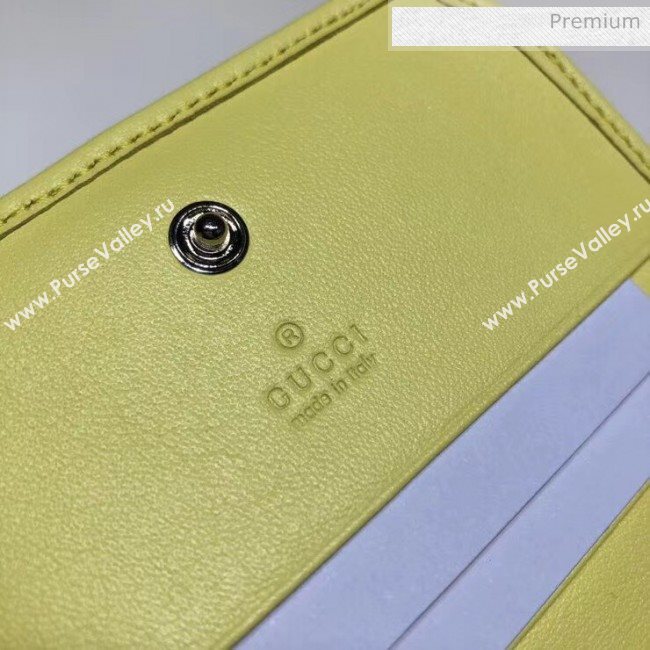 Gucci GG Marmont Matelassé Card Case Wallet With Chain 625693 Pastel Yellow 2020 (DLH-20051119)