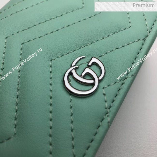 Gucci GG Marmont Matelassé Card Case Wallet With Chain 625693 Pastel Green 2020 (DLH-20051120)