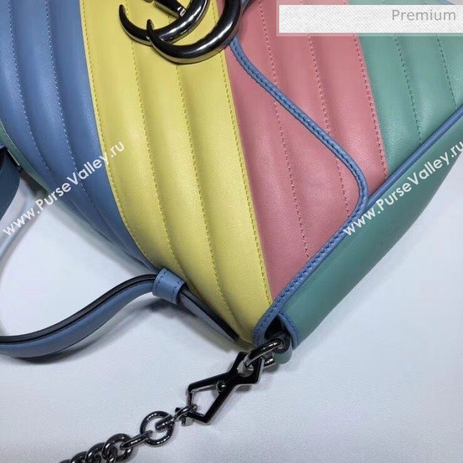 Gucci GG Marmont Matelassé Small Top Handle Bag 498110 Multicolor Pastel 2020 (DLH-20051121)