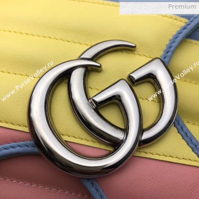 Gucci GG Marmont Matelassé Small Top Handle Bag 498110 Multicolor Pastel 2020 (DLH-20051121)