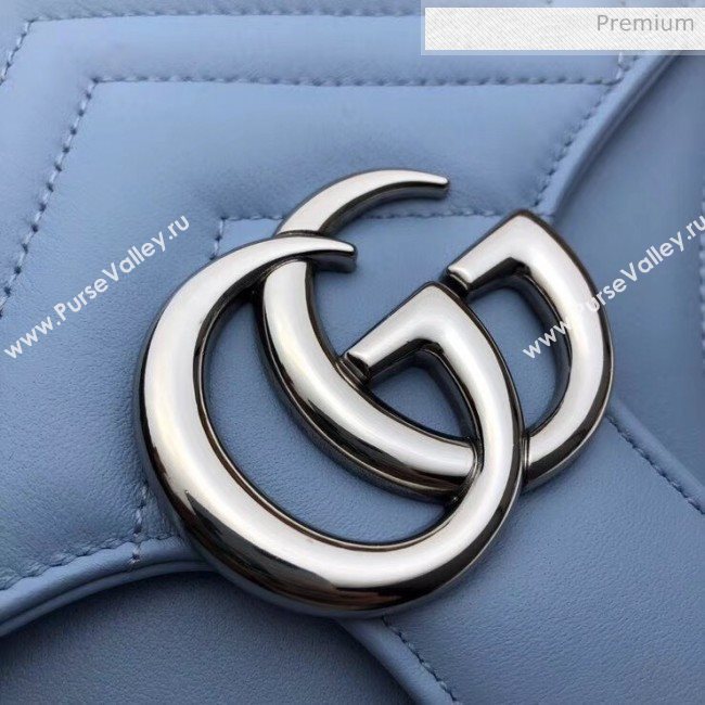 Gucci GG Marmont Matelassé Small Top Handle Bag 498110 Sky Blue 2020 (DLH-20051122)