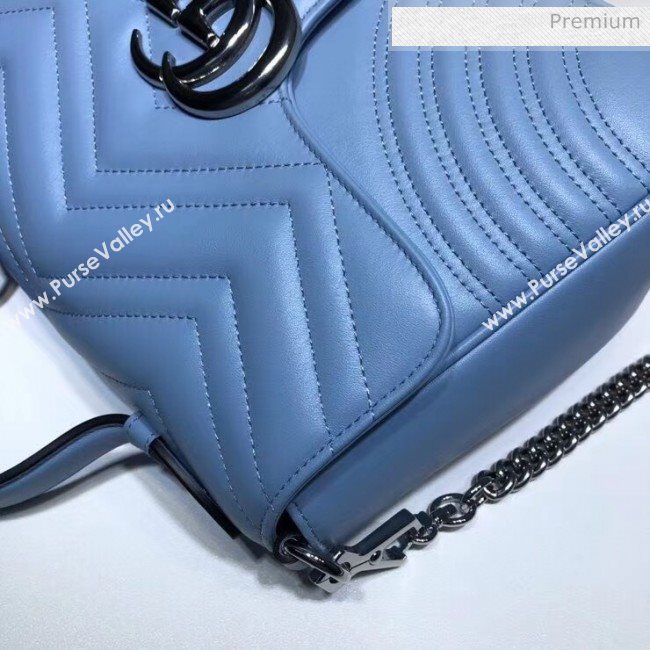 Gucci GG Marmont Matelassé Small Top Handle Bag 498110 Sky Blue 2020 (DLH-20051122)