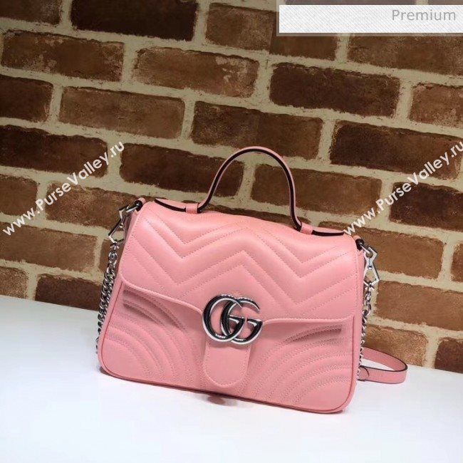 Gucci GG Marmont Matelassé Small Top Handle Bag 498110 Pastel Pink 2020 (DLH-20051123)