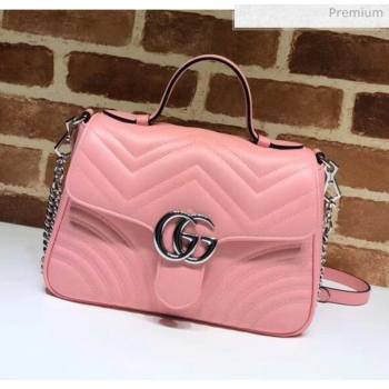 Gucci GG Marmont Matelassé Small Top Handle Bag 498110 Pastel Pink 2020 (DLH-20051123)