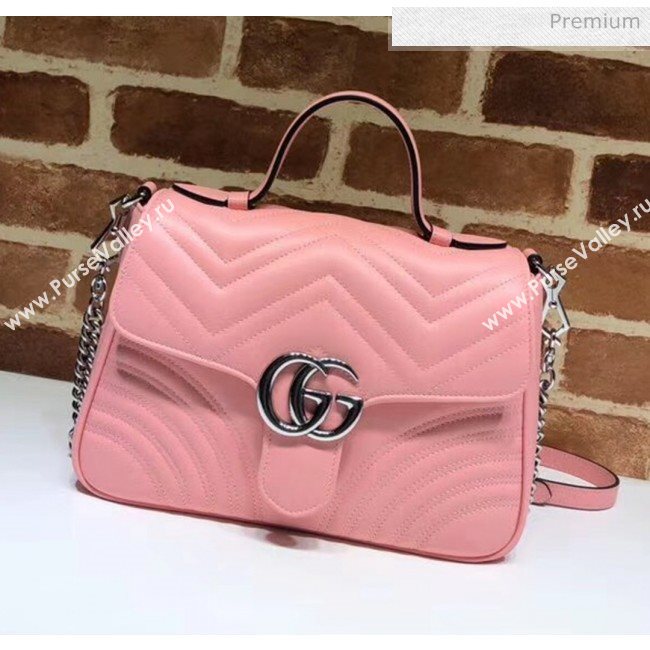 Gucci GG Marmont Matelassé Small Top Handle Bag 498110 Pastel Pink 2020 (DLH-20051123)