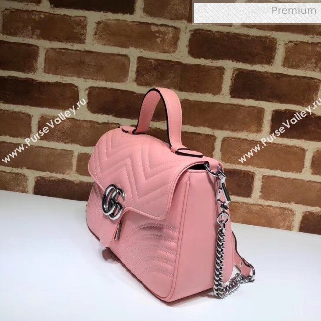 Gucci GG Marmont Matelassé Small Top Handle Bag 498110 Pastel Pink 2020 (DLH-20051123)