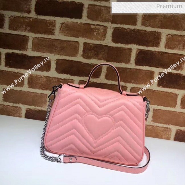 Gucci GG Marmont Matelassé Small Top Handle Bag 498110 Pastel Pink 2020 (DLH-20051123)