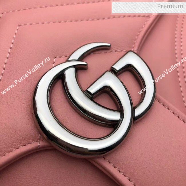 Gucci GG Marmont Matelassé Small Top Handle Bag 498110 Pastel Pink 2020 (DLH-20051123)