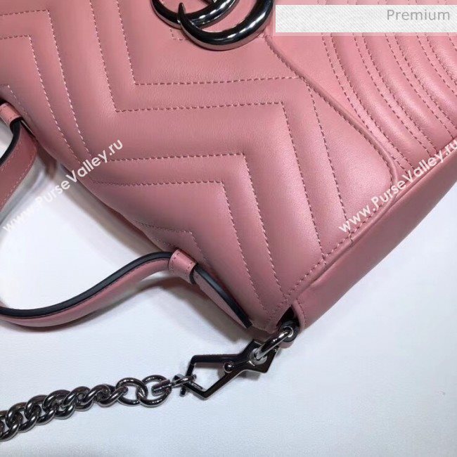 Gucci GG Marmont Matelassé Small Top Handle Bag 498110 Pastel Pink 2020 (DLH-20051123)