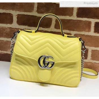 Gucci GG Marmont Matelassé Small Top Handle Bag 498110 Pastel Yellow 2020 (DLH-20051124)