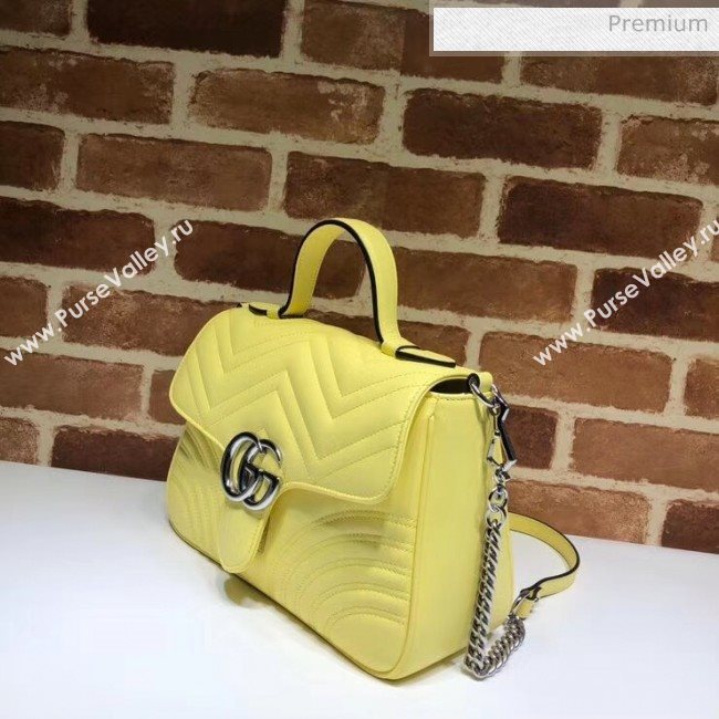 Gucci GG Marmont Matelassé Small Top Handle Bag 498110 Pastel Yellow 2020 (DLH-20051124)
