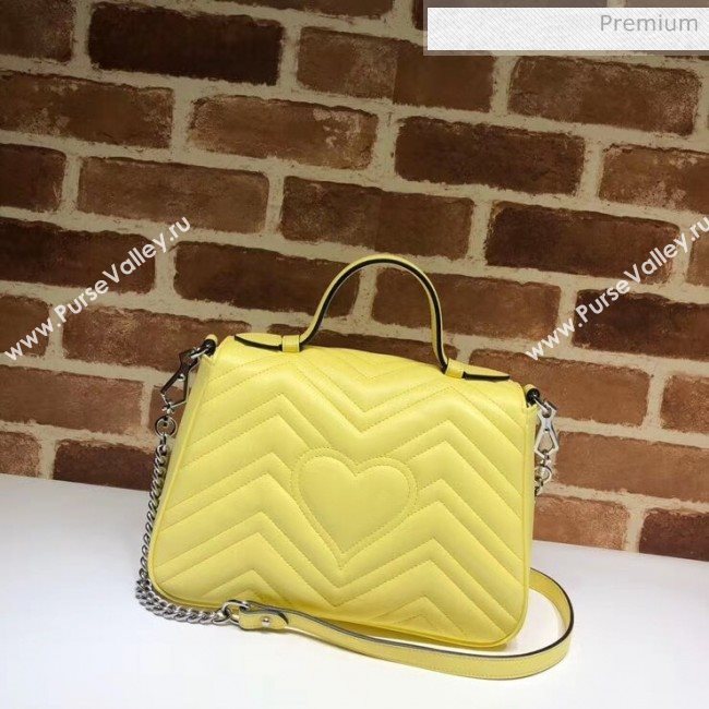 Gucci GG Marmont Matelassé Small Top Handle Bag 498110 Pastel Yellow 2020 (DLH-20051124)